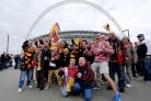 City fans get in the party mood before the Wembley League Two play-off final with Northampton in May