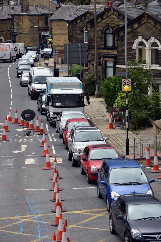 Traffic queuing during the roadworks