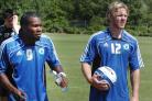GOAL MACHINES: Aaron McLean, left, with Craig Mackail-Smith during their time together at Peterborough, when the prolific pair blasted 96 goals between them in just two seasons