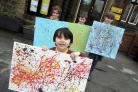Some of the pupils with their artwork
