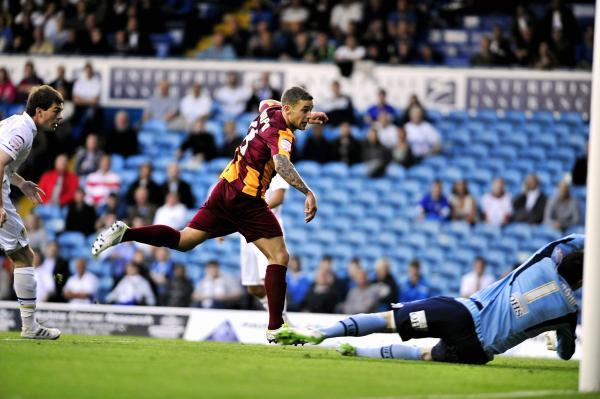 QUICK REMINDER: Jack Compton nets against Leeds in the Bantams’ 3-2 defeat at the hands of their West Yorkshire rivals in the first round of the League Cup in 2011