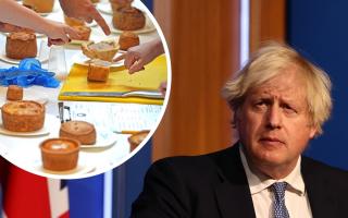 Photos via PA. Pictured, Boris Johnson and pork pies, inset.