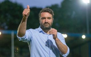 York City Knights head coach James Ford gives a thumbs up to the club’s supporters after the 26-24 victory at Halifax Panthers in the Betfred Championship play-off quarter-finals. Picture: Craig Hawkhead