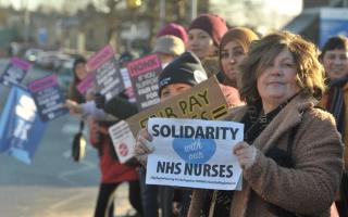 Scene of the NHS nurses strike outside Bradford Royal Infirmary in December 2022