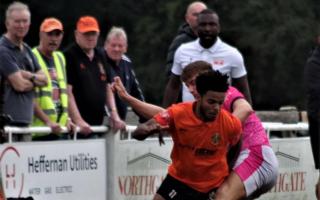 Vill Powell (white polo) was a key part in Sam Reed's progression at Brighouse Town