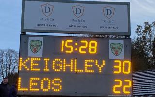Photo of the match scoreboard. Photo: Keighley RUFC