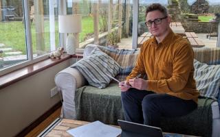Comedian and sitcom writer Chris Cantrill at home