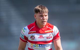 Keanan Brand in action for Leigh