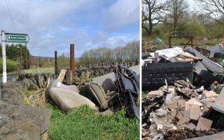 Fly-tipping off Cockin Lane, in Queensbury on April 15