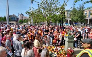 Hundreds of people turned out to remember the victims of the 1985 Bradford City fire disaster