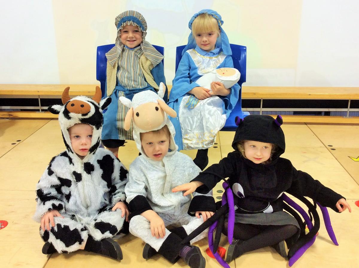St Columba’s Catholic Primary School Foundation Stage Nativity featuring 2 students from class RB & 3 students from Nursery.