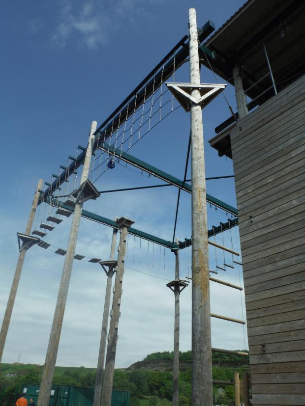 Bradford Telegraph and Argus: The high-ropes climbing tower at Doe Park water activities centre, Denholme