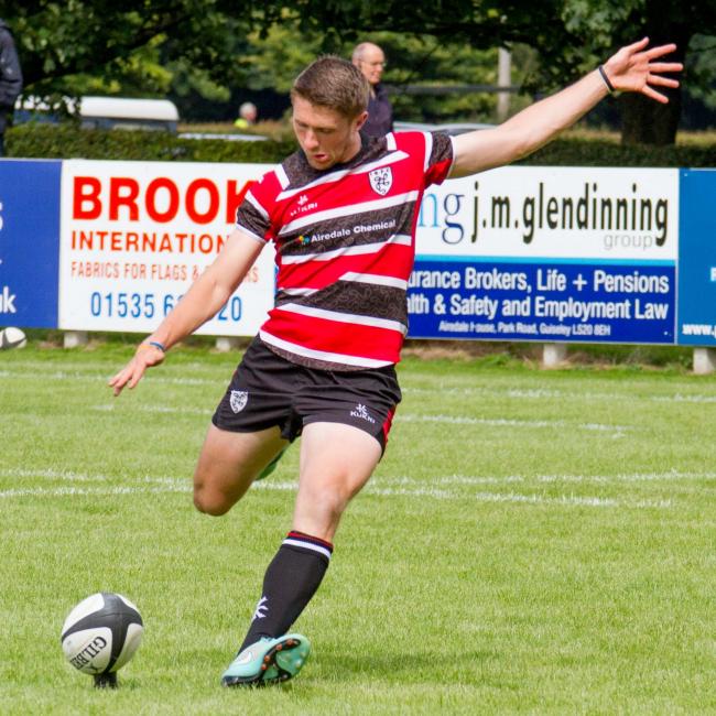Joe Rowntree, shown here playing for Ilkley, scored the final try and deciding penalty in Otley's win on Saturday. Picture: ruggerpix.com