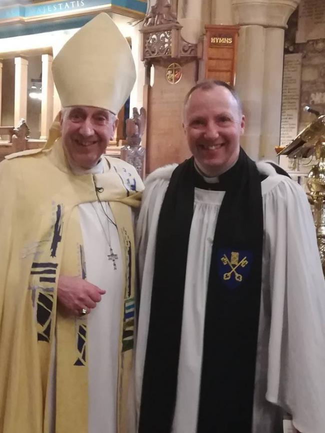Bishop Paul Slater with the Rev Mike Cansdale at the service