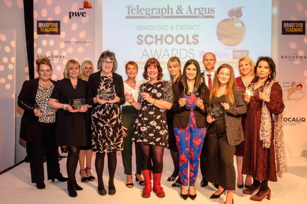 The winners of the 2019 T&A Bradford & District Schools Awards at Aagrah Midpoint