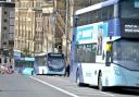 Buses in Bridge Street, in Bradford