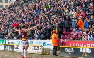 Calum Kavanagh celebrates his goal against Newport with the  City fans - but they saw only nine home league wins during the season
